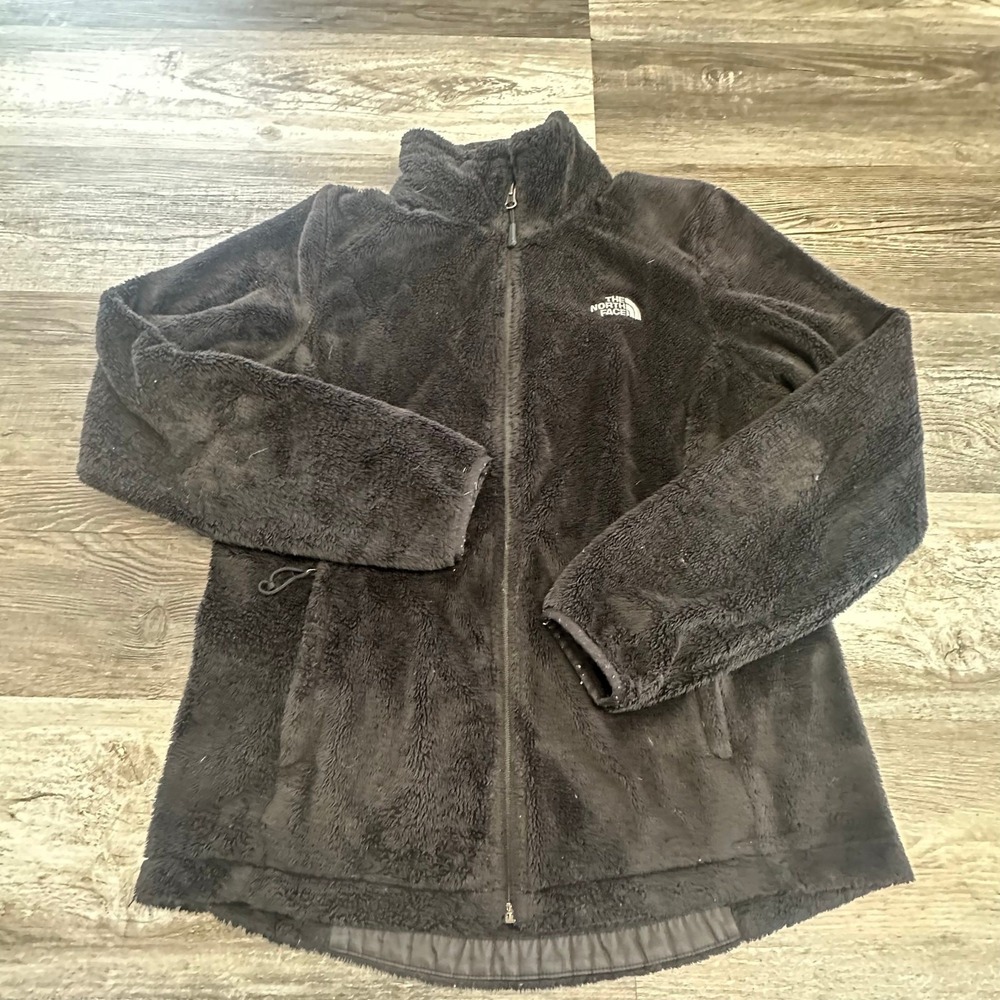 The North Face Osito Black Womens Medium‎ Full Zip Spell Out Fuzzy Fleece Jacket